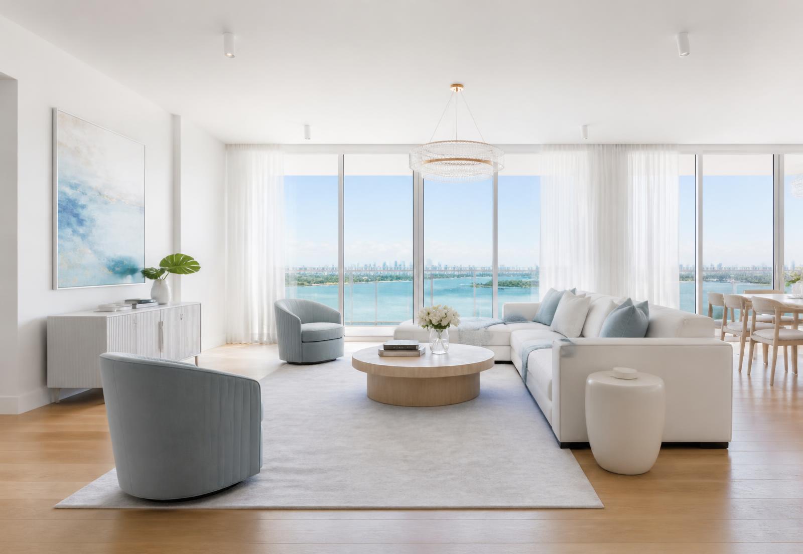 Bright, spotless Miami living room after a professional cleaning by Magic Clean Miami